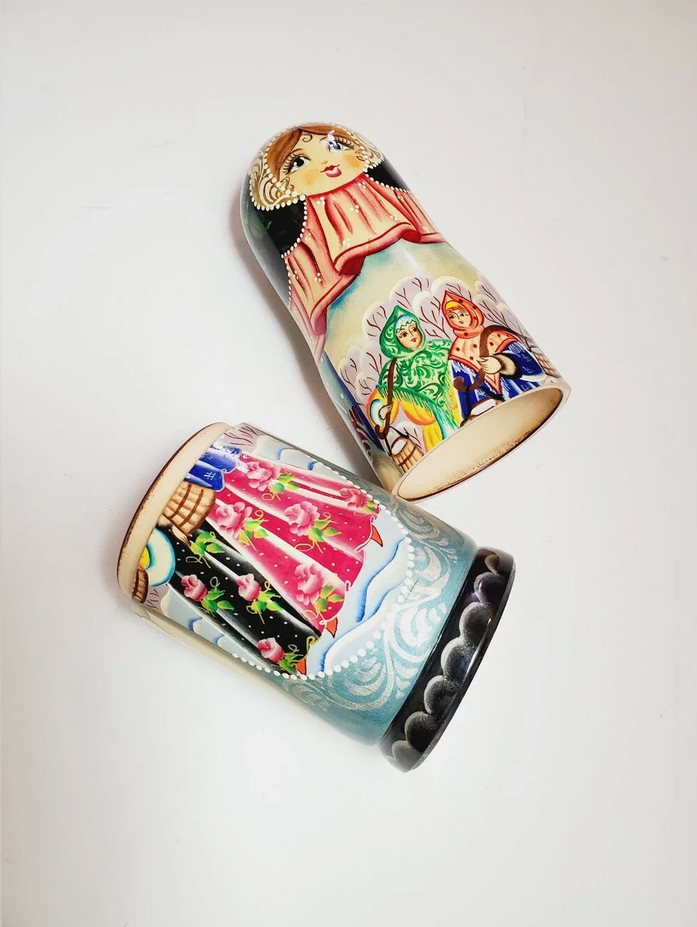 Vintage Russian Handpainted Wooden Collectible Bottle Holder